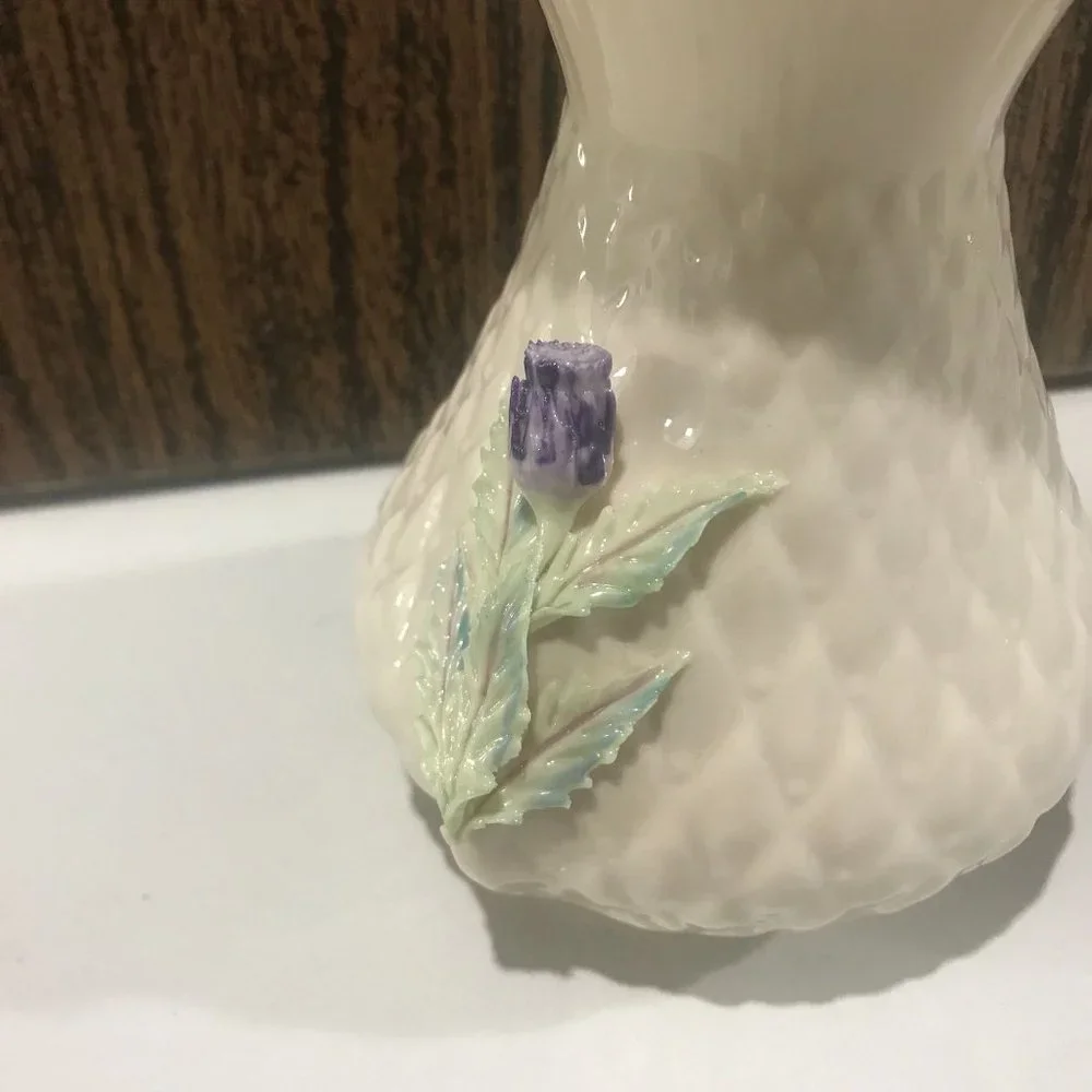 Belleek Ireland Porcelain Thistle Flower Vase 5.25